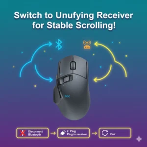 how to switch Logitech MX Master 3 connectivity to fix scroll wheel.