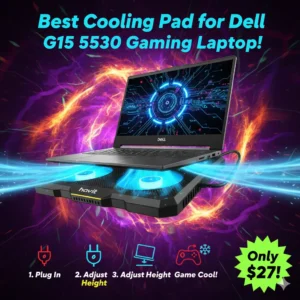 Step-by-step guide to using the best cooling pad for Dell G15 5530 gaming laptop in vibrant colors.