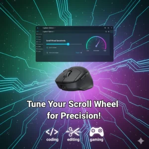 Logitech MX Master 3 scroll wheel sensitivity calibration.