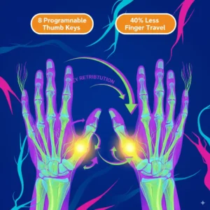 Kinesis Advantage360 thumb key mapping showing finger strength distribution