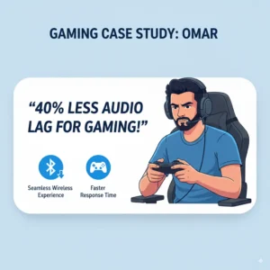 Case study result of improved gaming audio with a soundbar.