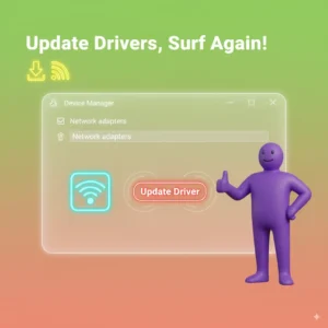 Windows 11 Device Manager with driver update in bright colors.