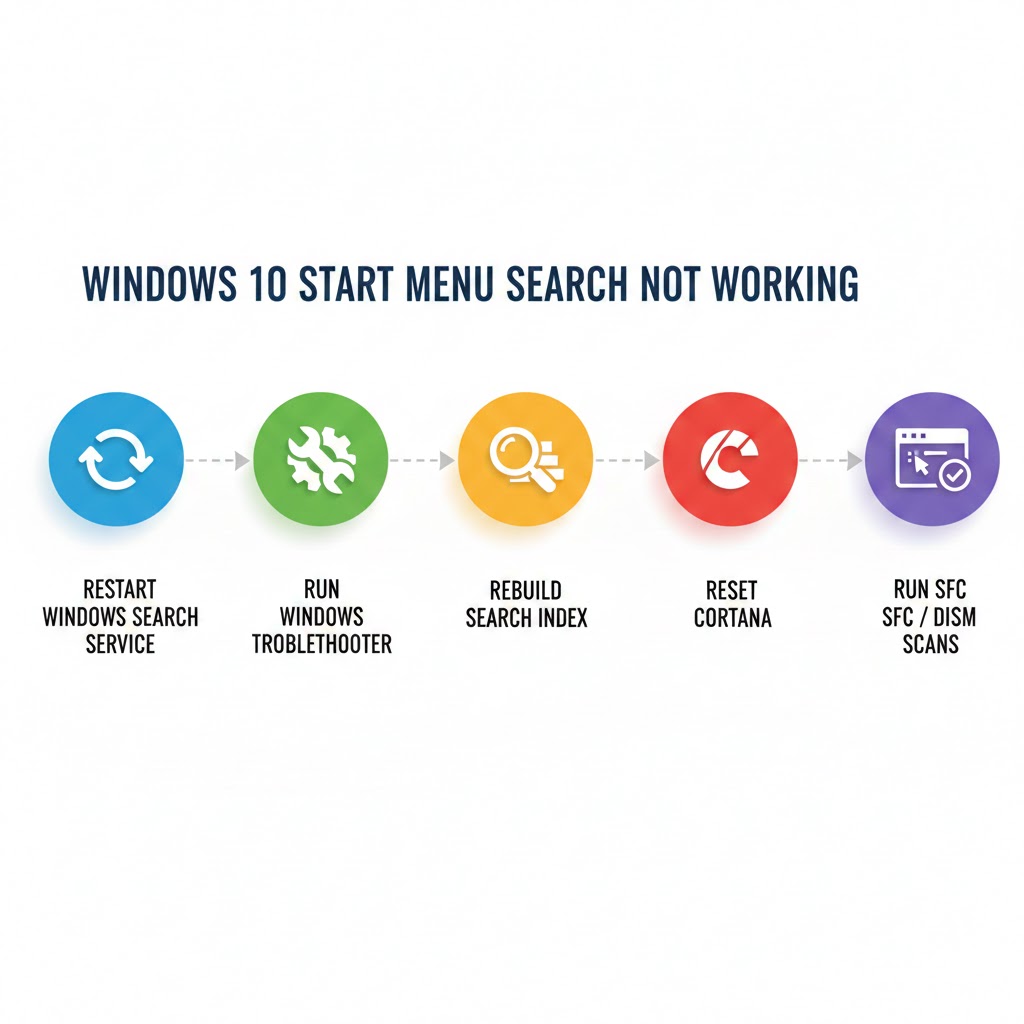 Windows 10 Start Menu Search Fix Steps