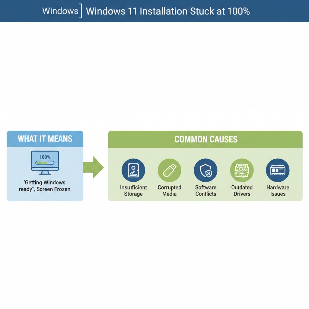 Windows 11 Installation Hangs at 100%
