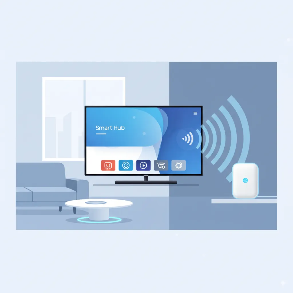 Samsung Smart TV with WiFi extender setup for seamless internet connectivity.