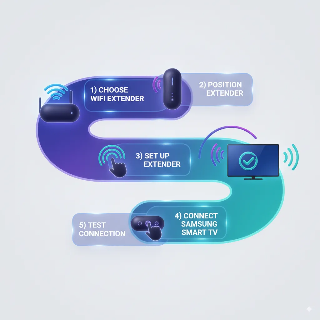 5 Step-by-step process of connecting WiFi extender to Samsung Smart TV.